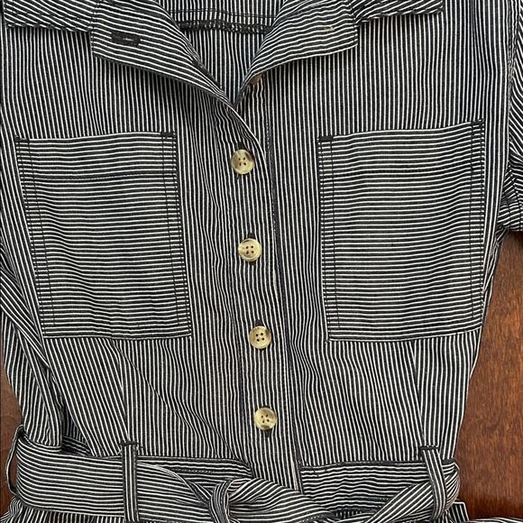 Urban Outfitters Carmen Black and White Conductor Striped Romper, Size Large - Picture 9 of 16